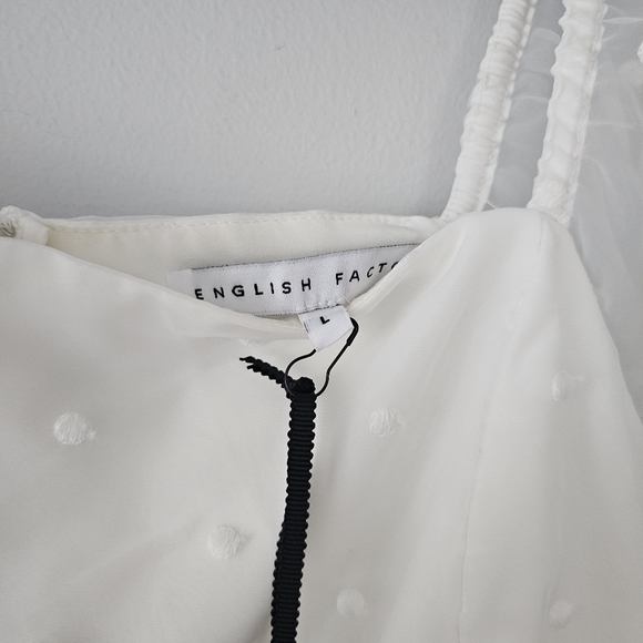 ENGLISH FACTORY Embroidered Polka-Dot Scallop Eyelet Trim Organza Mini Dress - Picture 6 of 8